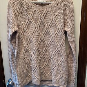Women's Beige Cable Knit Sweater